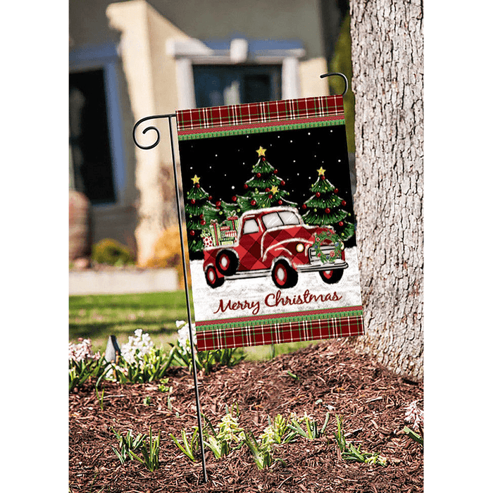 Merry Christmas Decorations Red Truck with Gifts Double Sided Winter Garden Flag