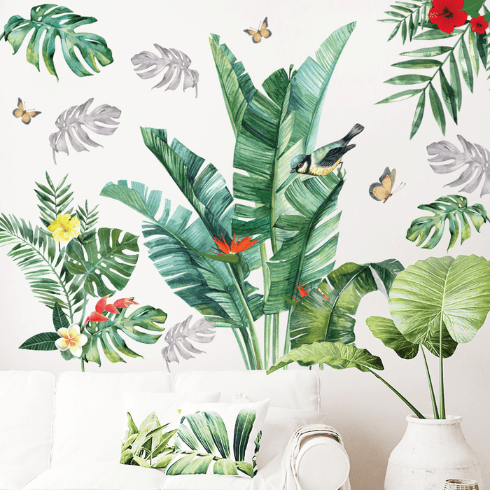 Wall Stickers Decoration Nordic INS Green Leaves Self-Adhesive Wall Paper Living Room Bedroom Stickers