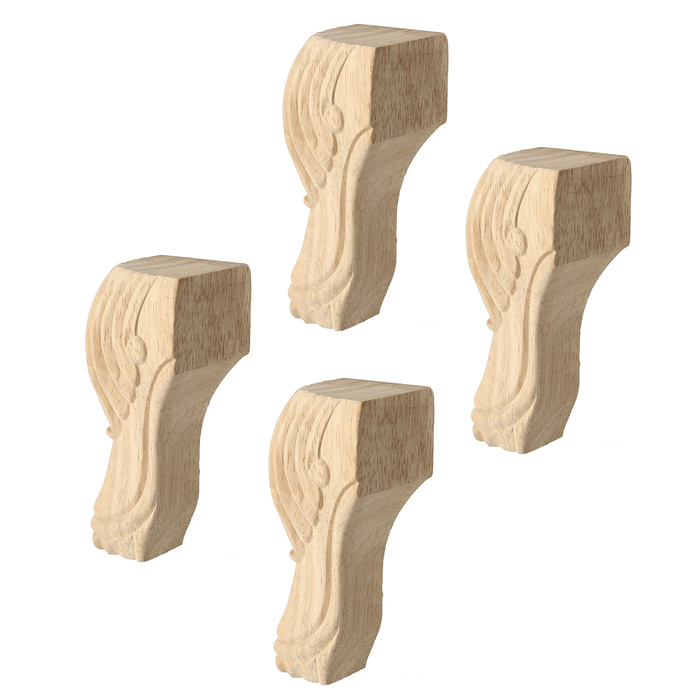 4Pcs 10/15Cm European Solid Wood Carving Furniture Foot Legs Unpainted Couch Cabinet Sofa Seat Feets