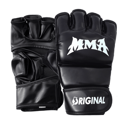 MMA 8Oz/10Oz/12Oz/14Oz Boxing Black Gloves Thickened Foam Half Finger Breathable Sports Boxing Training Gloves for Adult Children