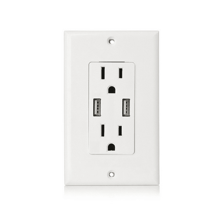 US Wall Socket 2 USB Outlets 2.4A/3.1A/4.2A Charger Socket Wall Socket Panel Switch