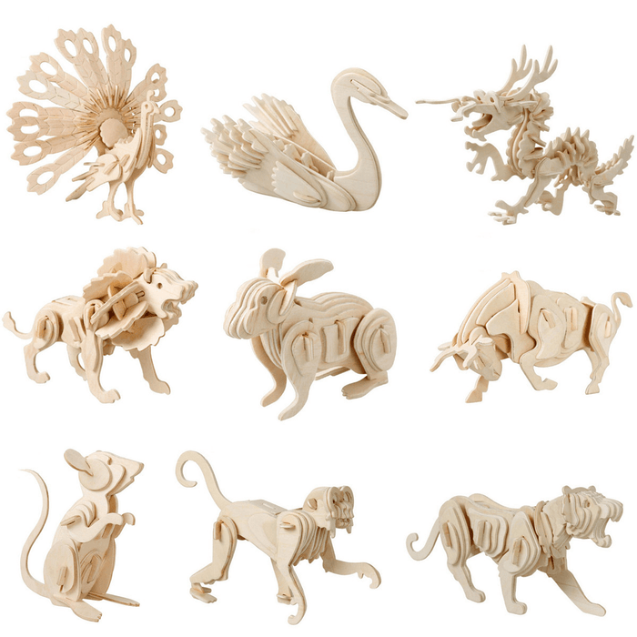 Wooden 3D Puzzle Jigsaw Dragon Snake Animal Shaped Puzzles Toy Kid'S Child'S Educational Toys Gift