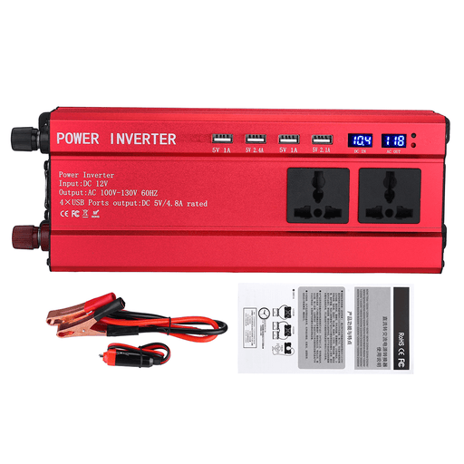 Modified Sine Wave 2000W Car Inverter 12V to 220V/110V Power Converter LCD Display