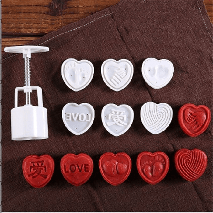 Heart Stamps Moon Cake Mould 3D DIY Mooncake Mold Mid-Autumn Festival Baking Accessories