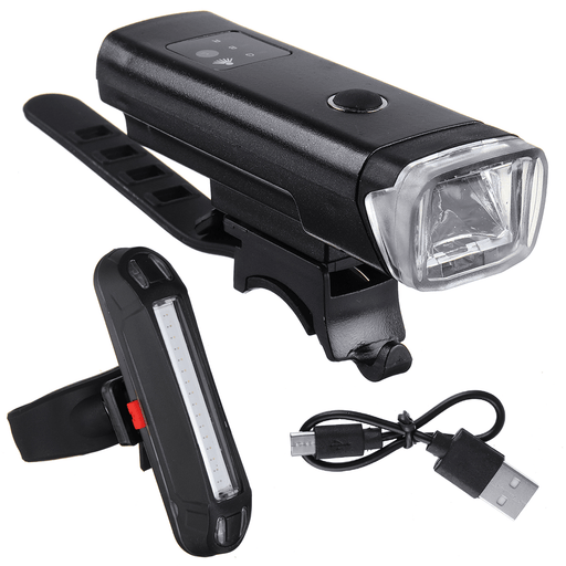 BIKIGHT 350Lm 1200Mah Touch Light-Sensitive LED USB Charging Bike Lights Set Bicycle Headlight with Taillight
