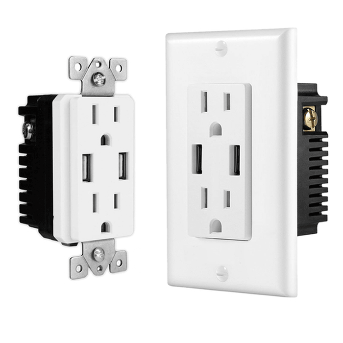 US Wall Socket 2 USB Outlets 2.4A/3.1A/4.2A Charger Socket Wall Socket Panel Switch