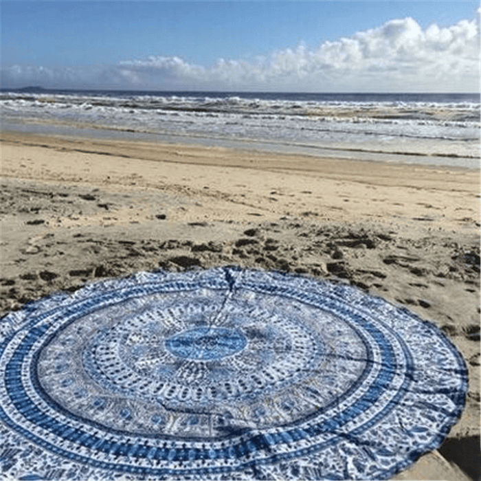 Honana WX-16 150Cm Bohemian Style Thin Chiffon Beach Shawl Mat Mandala round Silk Scarf Bed Sheet Tapestry