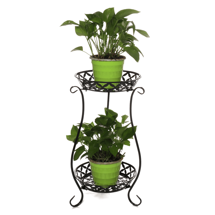 European Wrought Iron Metal Flower Pot Stand Double Floor Plant Rack