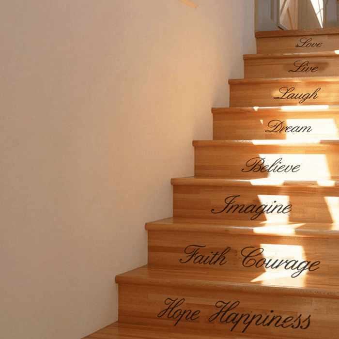 8Pcs Stair Wall Stickers Word Decal Home Mural Decor Art DIY 40X60 Black Letters