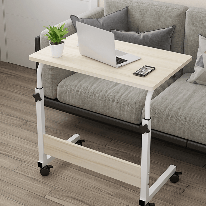 Mobile Laptop Desk Adjustable Height Computer Wood Table Stand Bed Bedside