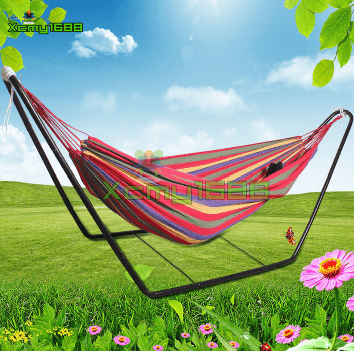 Red/Blue Portable Removable Hammock with Stand