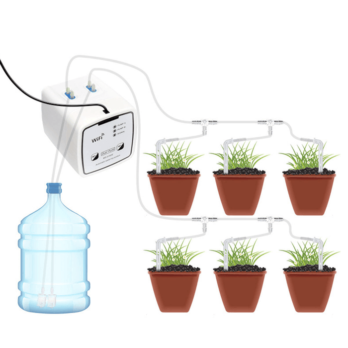 EU Plug Wifi Control Watering Device Automatic Water Drip Irrigation Watering System Kit WIFI Mobile APP Control Double Pump Garden