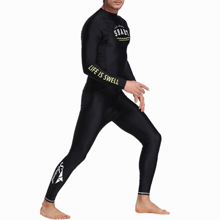 Men'S Skinny Patchwork Wter Protective Diving Suit Swimsuit for Men Swimwear