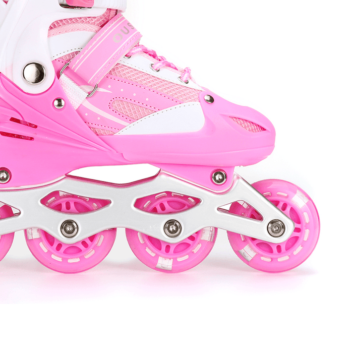 3 Sizes Kids Adjustable Roller Skate with LED Flashing Wheels Girl Boy Roller Shoes Inline Skates for Children＆Adult