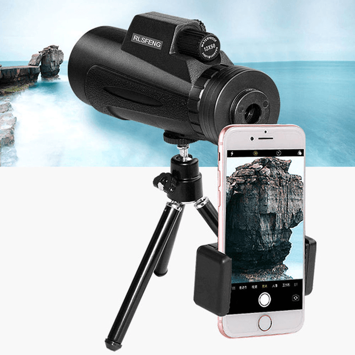 RLSFENG 12X50 HD Monocular 3-In-1 BAK4 Prism Waterproof Spotting Scope Infra-Red Night Vision Outdoor Camping