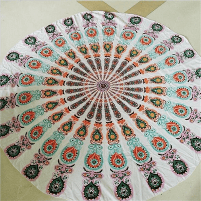 Honana WX-16 150Cm Bohemian Style Thin Chiffon Beach Shawl Mat Mandala round Silk Scarf Bed Sheet Tapestry