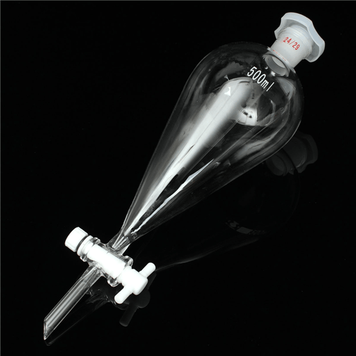 500Ml 24/29 Joint Lab Glass Pear Shape Separatory Funnel with PTFE Stopcock