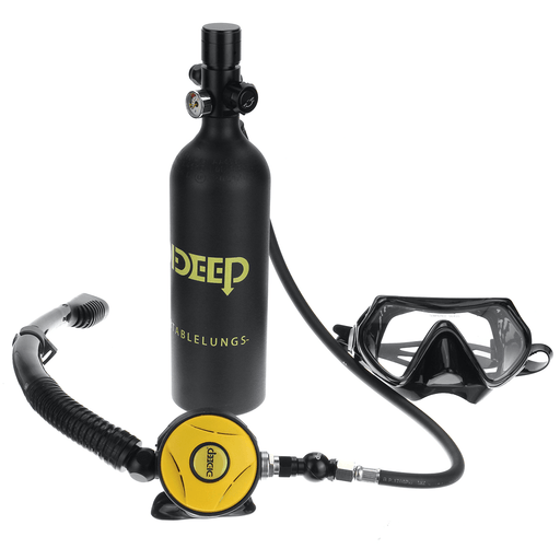 DIDEEP 2-In-1 Scuba Snorkeling Diving Equipment Underwater Snorkel Tube Reducer Valve Diving Regulator Diving Mask for X4000 Pro 1L Tank