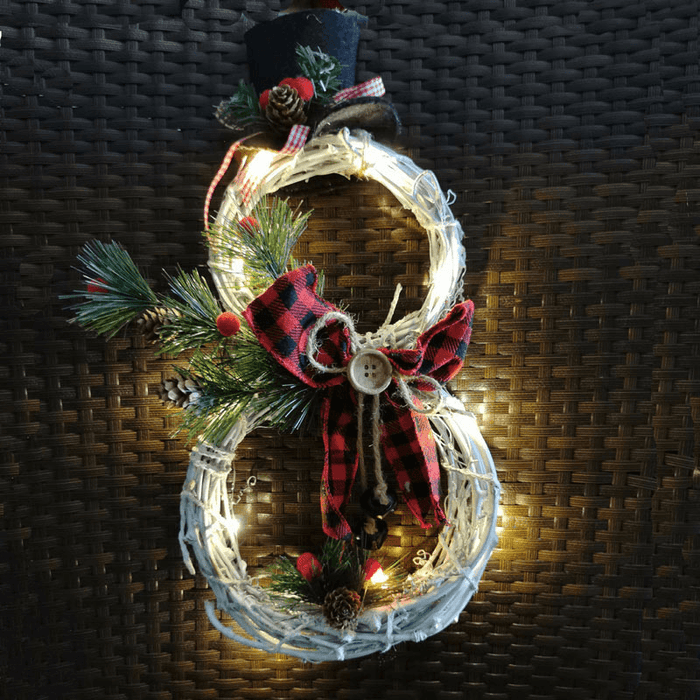 2020 Christmas LED Lights Hang Decoration Snowman Xmas Wreath Rattan Circle Christmas Tree Decoration Navidad Door for Home Decor