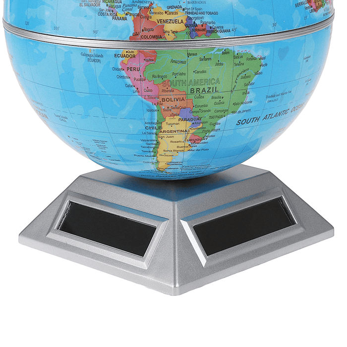 Solar Automatic Rotating Globe Decorative Desktop Earth Geography World Globe Base World Map Education Gift W/ Base