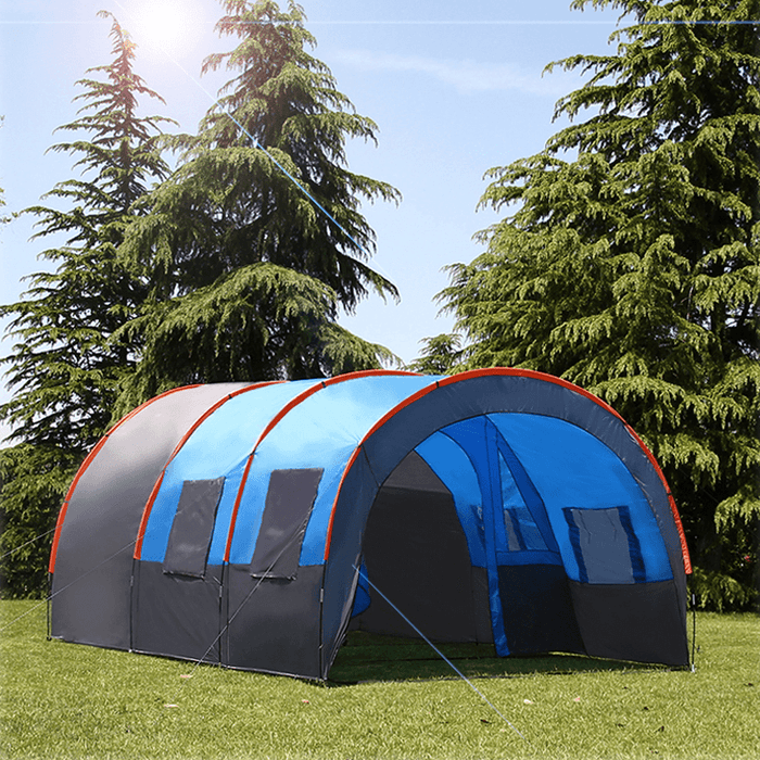 8-10 Person Family Camping Tent Waterproof Tunnel Double Shelter Anti-Uv Sunshade Canopy Outdoor Hiking