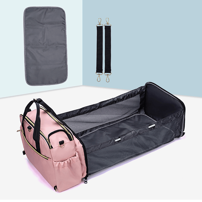 Mummy Diaper Bag Portable Multifunction Backpack Folding Baby Bed Bag with Mattress Outdoor Travel