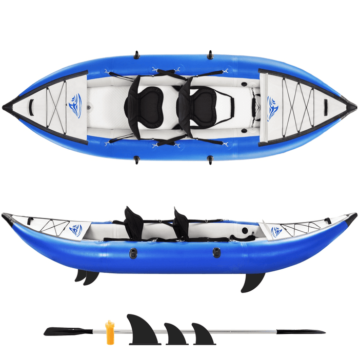 [US Direct] 12FT Inflatable Kayak Set 2-Person Portable Recreational Touring Boating Max Load 946Lbs with Paddle Air Pump