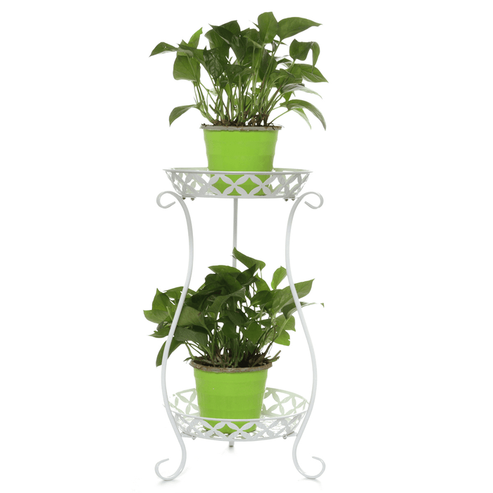 European Wrought Iron Metal Flower Pot Stand Double Floor Plant Rack