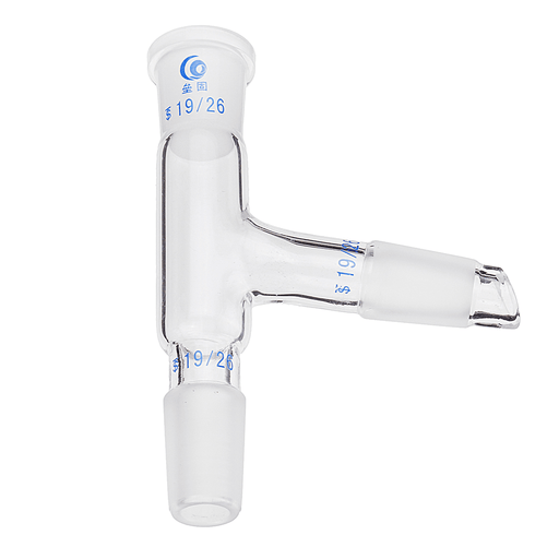 19/26 75 Degree Three-Way Borosilicate Glass Distillation Adapter Connector Distilling Tube W/ Standard Ground Taper Joints