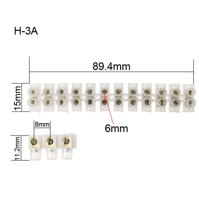 Excellway® PB02 3A Screw Terminal Block Connector 12 Position Barrier Terminal Blocks