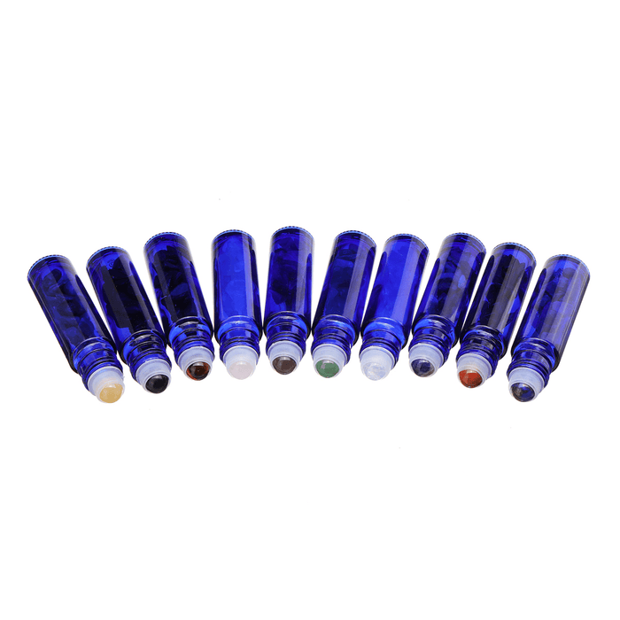 10Pcs Natural Crystals Glass Essential Oil Gemstone Roller Ball Chip inside Bottles