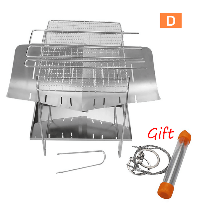 Portable Folding Barbecue Grill Stainless Steel Camping Stove for Outdoor Picnic Camping