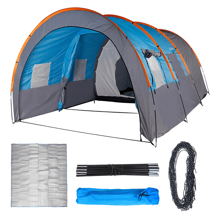 8-10 Person Family Camping Tent Waterproof Tunnel Double Shelter Anti-Uv Sunshade Canopy Outdoor Hiking