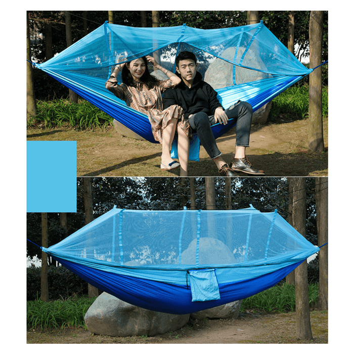 1-2 Person Camping Hammock Hanging Bed Swing Chair with Mosquito Net Outdoor Travel