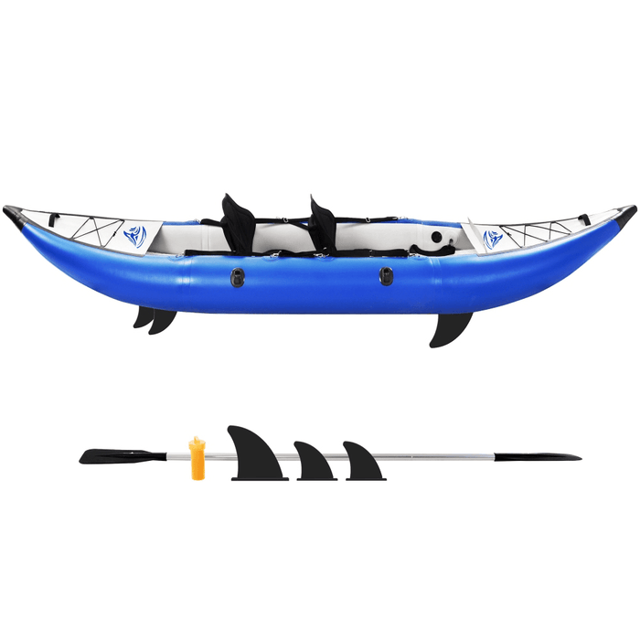 [US Direct] 12FT Inflatable Kayak Set 2-Person Portable Recreational Touring Boating Max Load 946Lbs with Paddle Air Pump