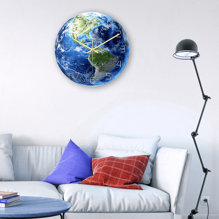 CC023 Creative Earth Pattern Wall Clock Mute Wall Clock Quartz Wall Clock for Home Office Decorations