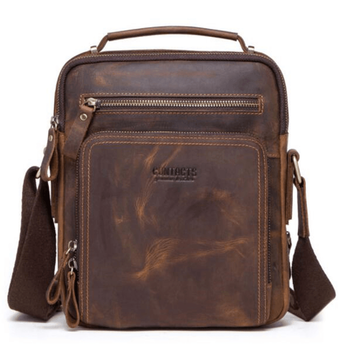 5L Men Genuine Leather Bag Briefcase Messenger Crossbody Shoulder Handbag Outdoor Travel