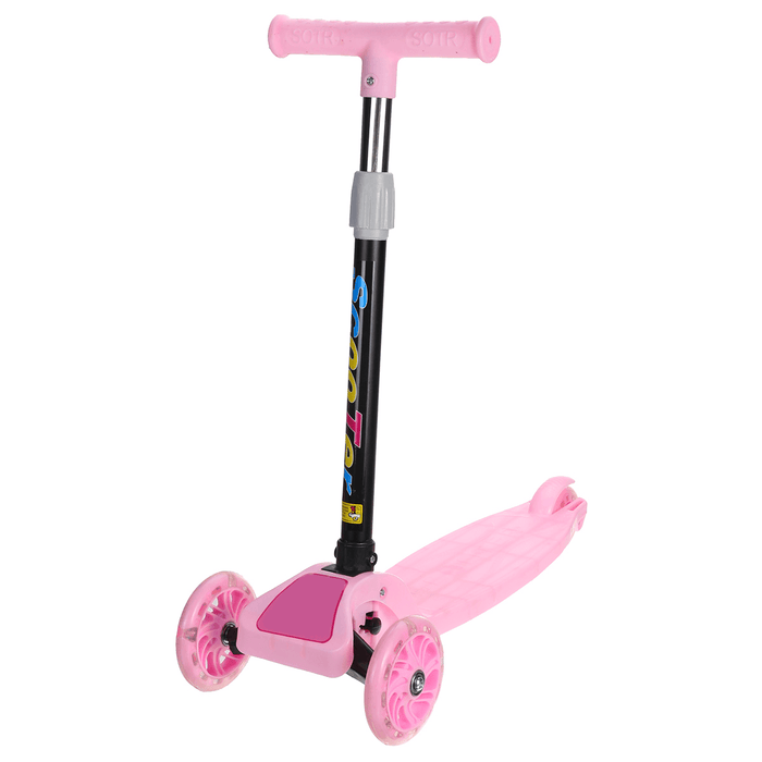 Kids 3 Wheel Foldable Scooters T-Bar Adjustable Riding Kick Scooters LED PU Flashing Wheels Exercise Balance for Kids Birthday