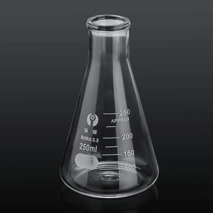 250Ml Lab Glass Erlenmeyer Conical Flask Bottle W/ Rim Borosilicate Laboratory Glassware