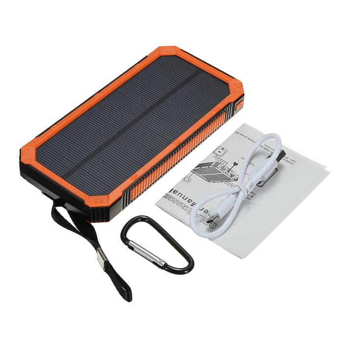 Waterproof 8000Mah Portable Solar Charger Dual USB Battery Power Bank