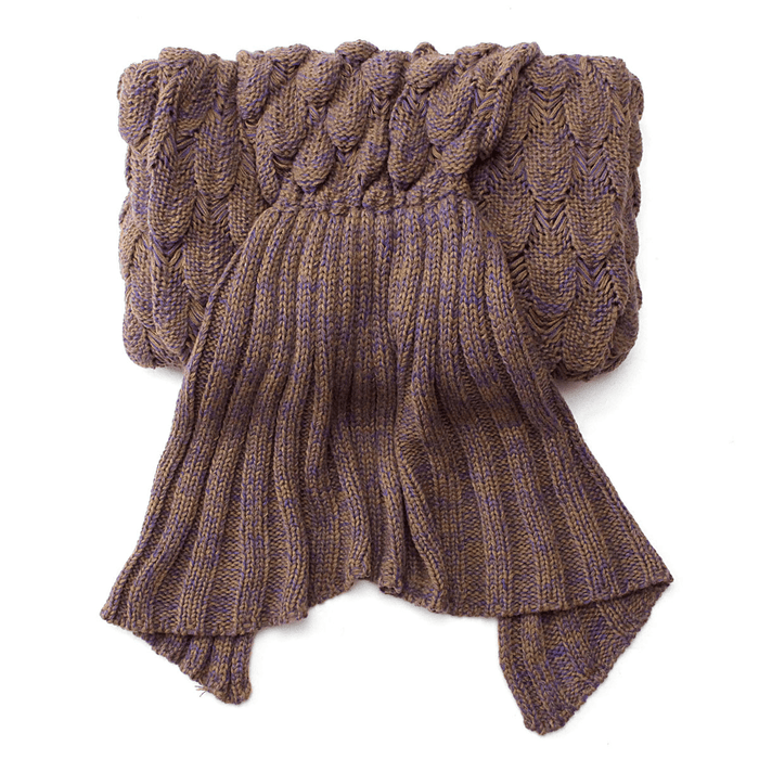 195X90Cm Yarn Knitted Mermaid Tail Blankets Handmade Crochet Throw Super Soft Sofa Bed Mat