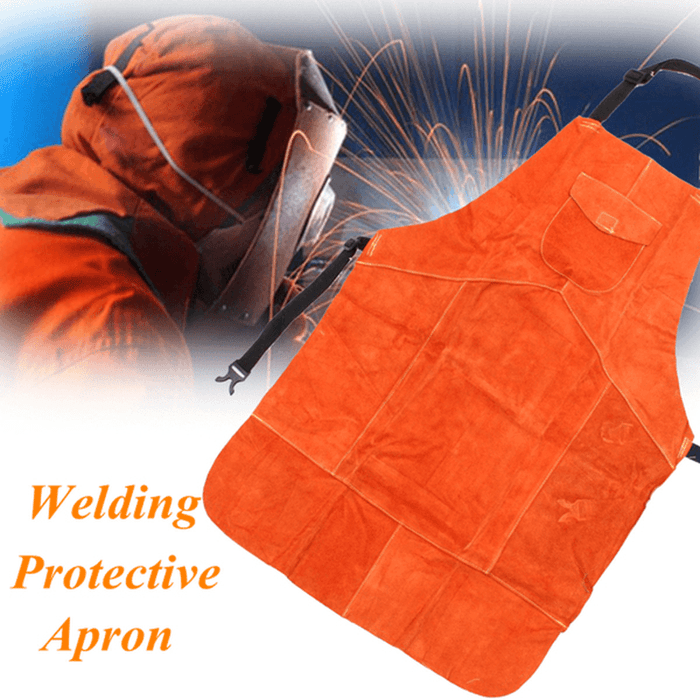 Soldering Apron Cowhide Leather Welding Protective Apron Heat Resistant Soldering Mechanic Smock