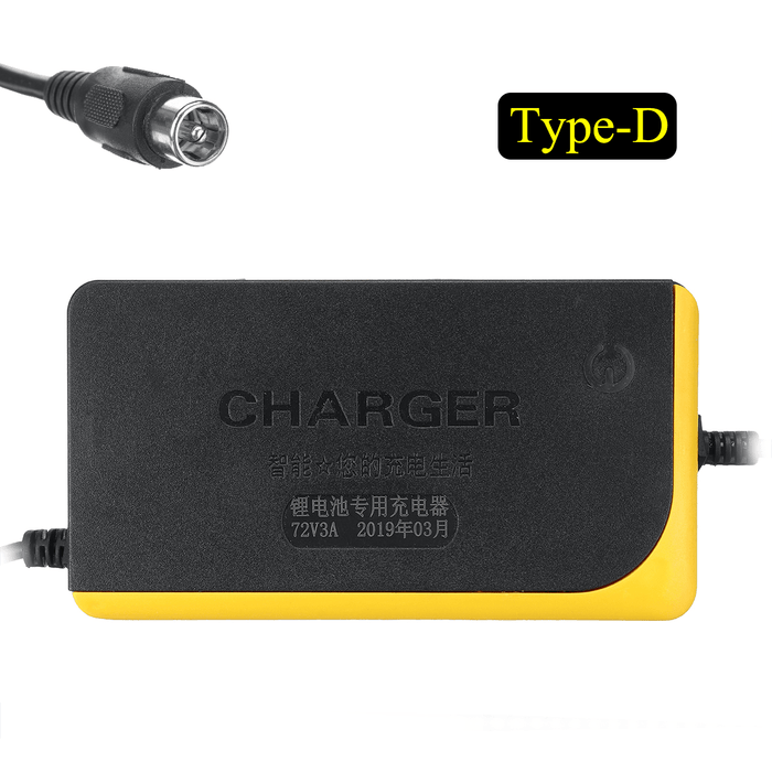 72V 3A Lithium Battery Charger for Electric Bicycle Skateboard E-Bike Scooter