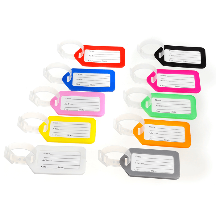 10 Pcs Luggage Bag Tag Name Address ID Label Plastic Travel Bag Tags for Suitcase Bag