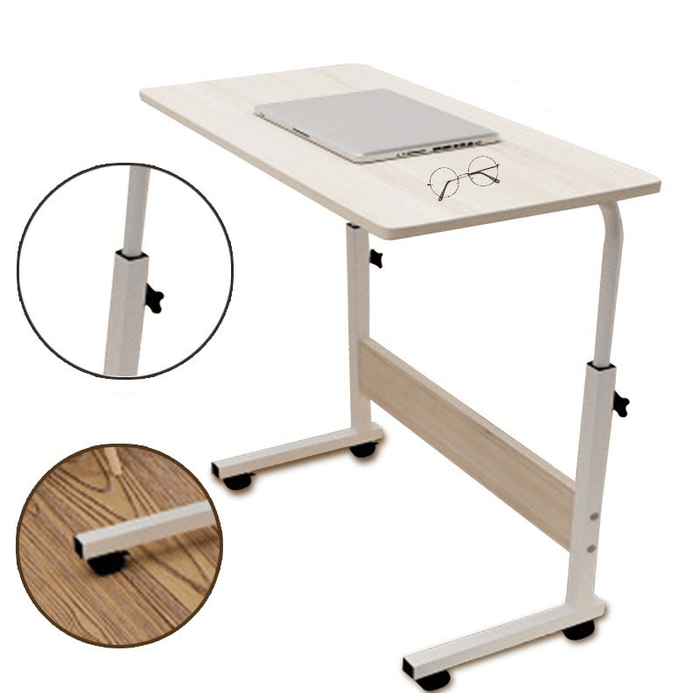 80Cm/60Cmx40Cm Movable Rolling Laptop Desk Table Adjustable Height Bedside Stand