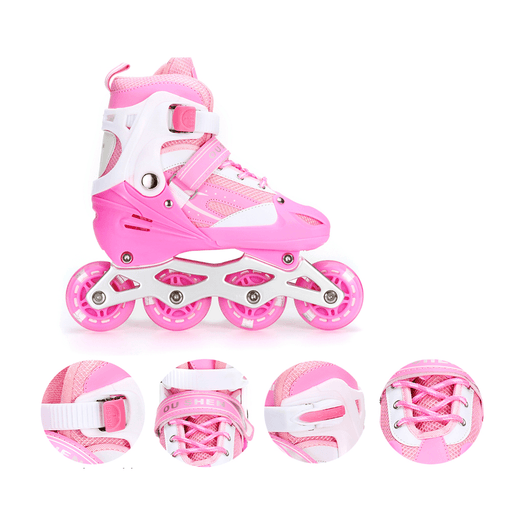 3 Sizes Kids Adjustable Roller Skate with LED Flashing Wheels Girl Boy Roller Shoes Inline Skates for Children＆Adult