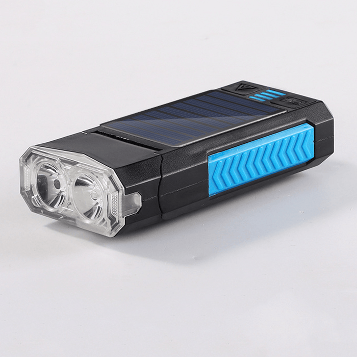 XANES® 5-In-1 Solar Bike Headlight 2000Mah 400LM 4 Modes Bicycle Front Lamp 130Db Horn USB Rechargeable Power Bank Outdoor Cycling