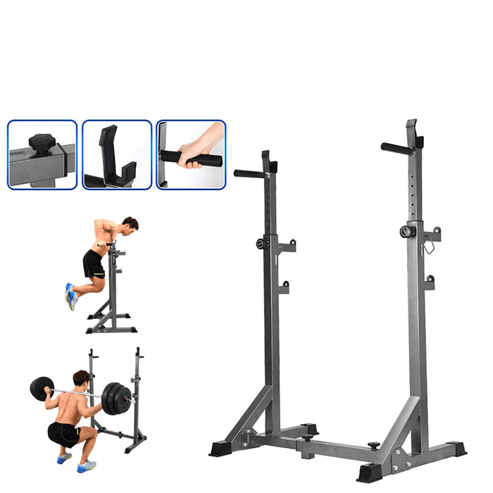 300KG Weight-Bearing Fitness Barbell Rack with Elastic Locking Pull Pin Adjustable Height Non-Slip Home Exercise Fitness Equipment