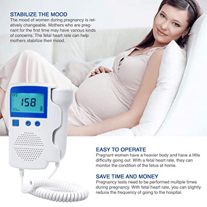 Doppler Fetal Heart Rate Monitor Baby Heartbeat Detector Health Prenatal Probe Intelligent Dynamic Monitoringor for Pregnɑncy Gifts for First Time Moms