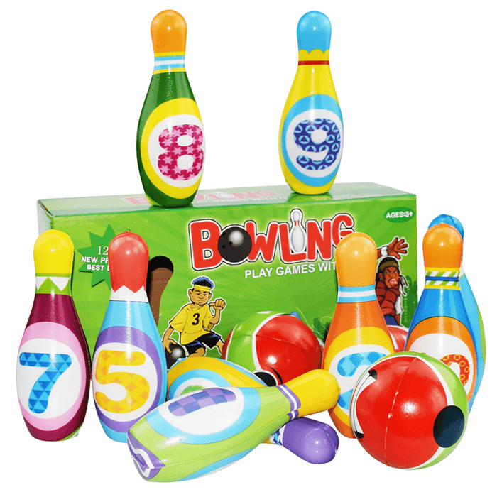 12 Pcs Kids Colorful 10 Bowling Pins 2 Bowling Balls Outdoor Indoor Family Sport Game